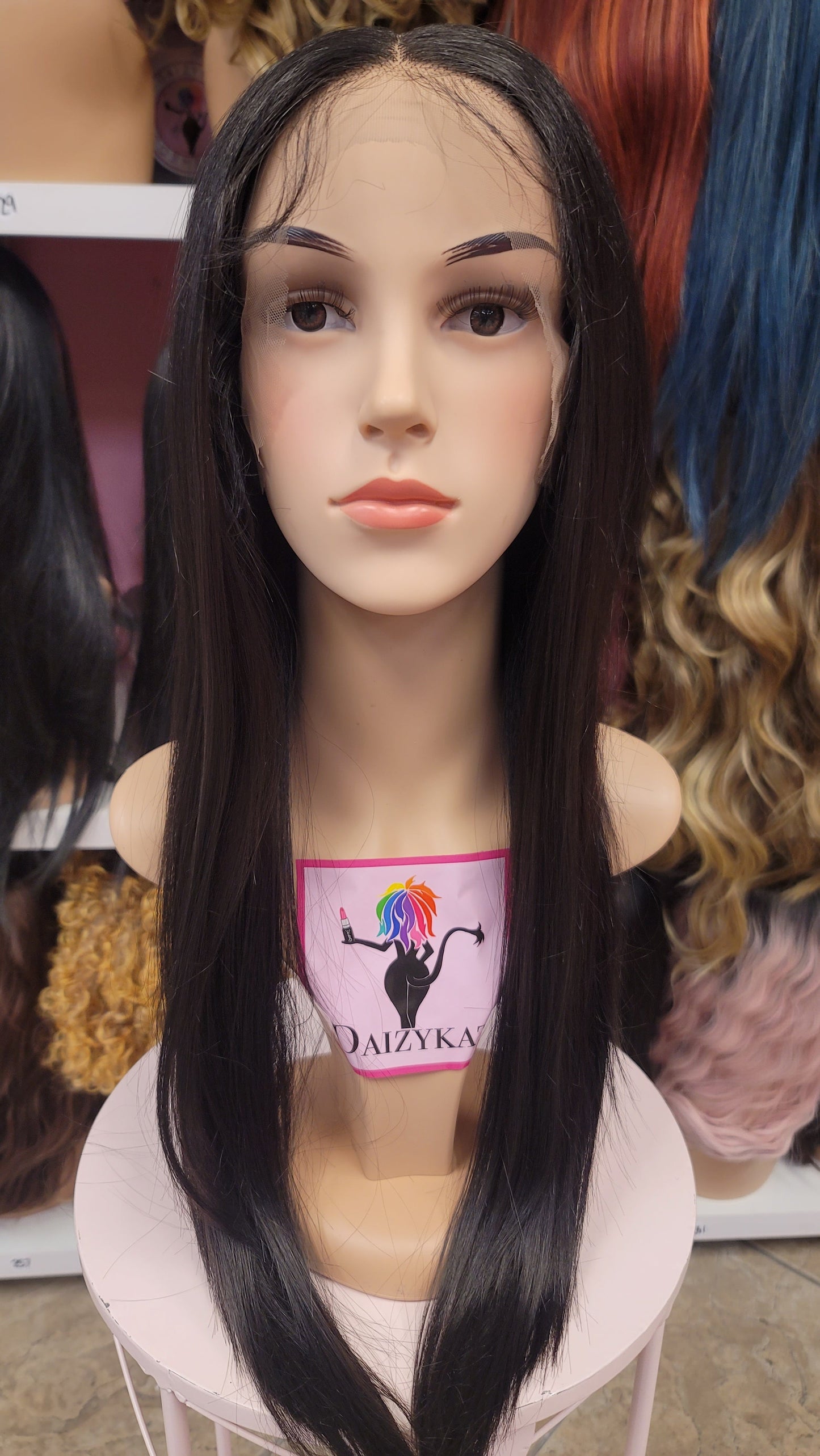 #24 Alexa- Middle Part Lace Front Wig - Color Dark Brown 26in - The Pink Makeup Box