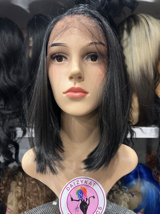 #49 Aly - 13x7 Free Part Lace Front Wig - Color DARK GRAY 12in