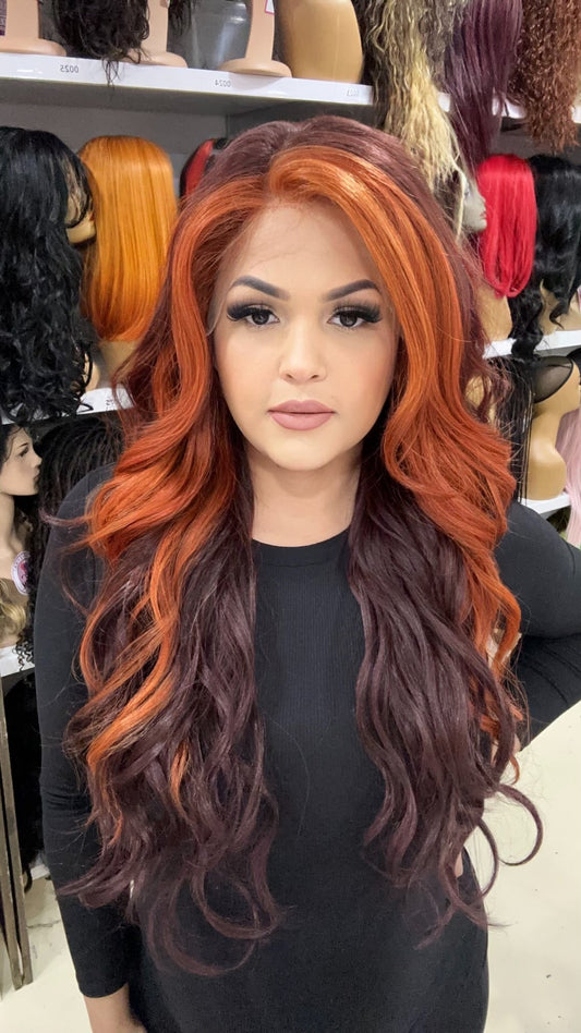 #6 Danny - 13x4 Free Part Lace Front Wig - Color ORANGE/99J