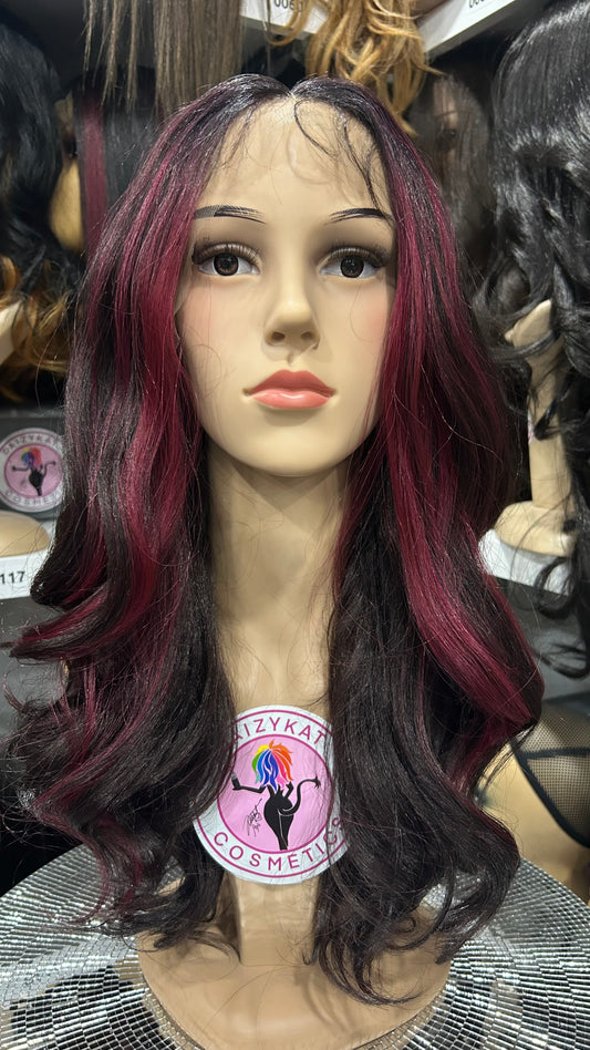 #71 Jen - Middle Part Lace Front Wig - BLK.BURGUNDY 18in
