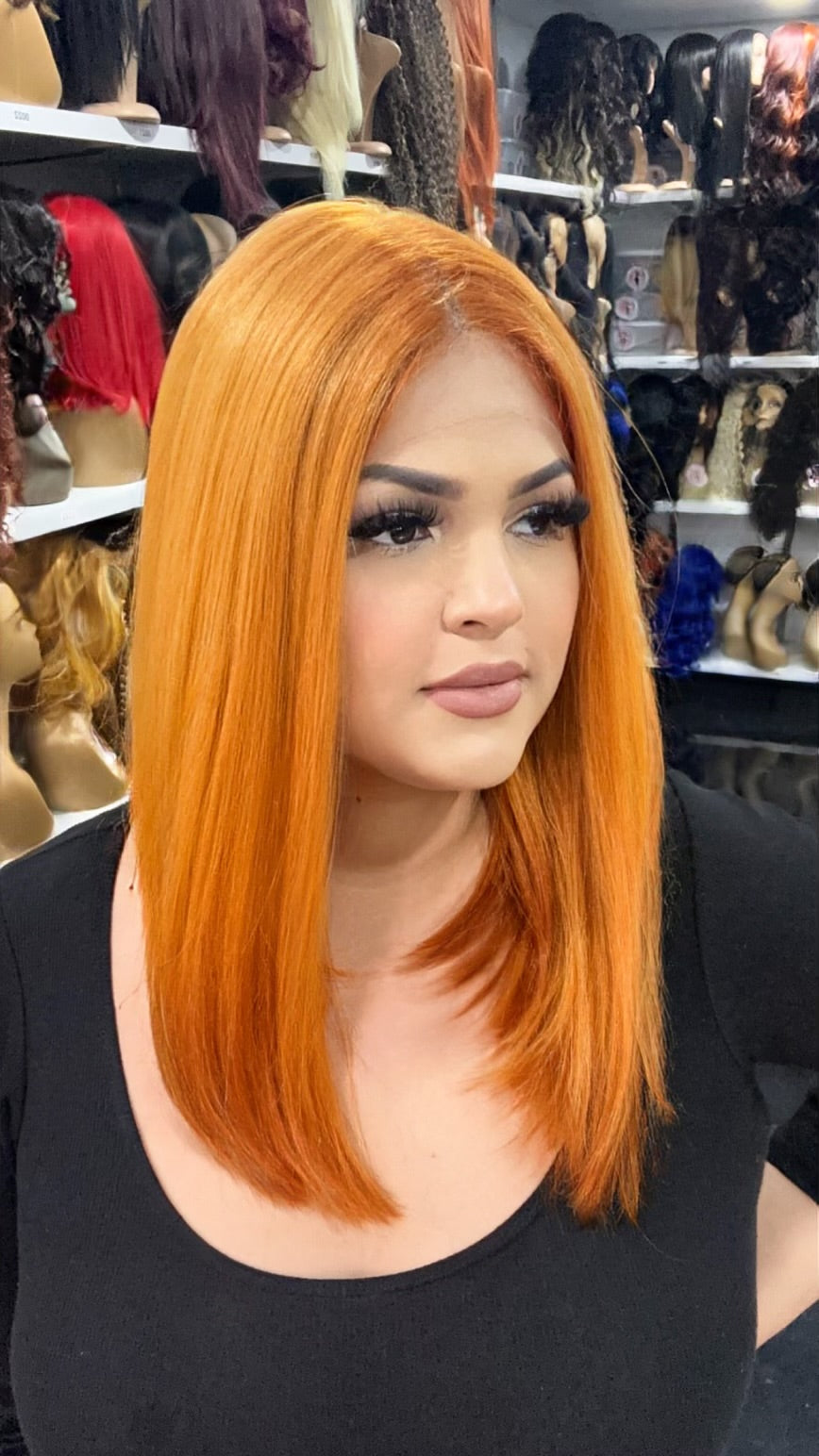 #113 Tokyo - Middle Part Lace Front Wig - Color ORANGE 14in