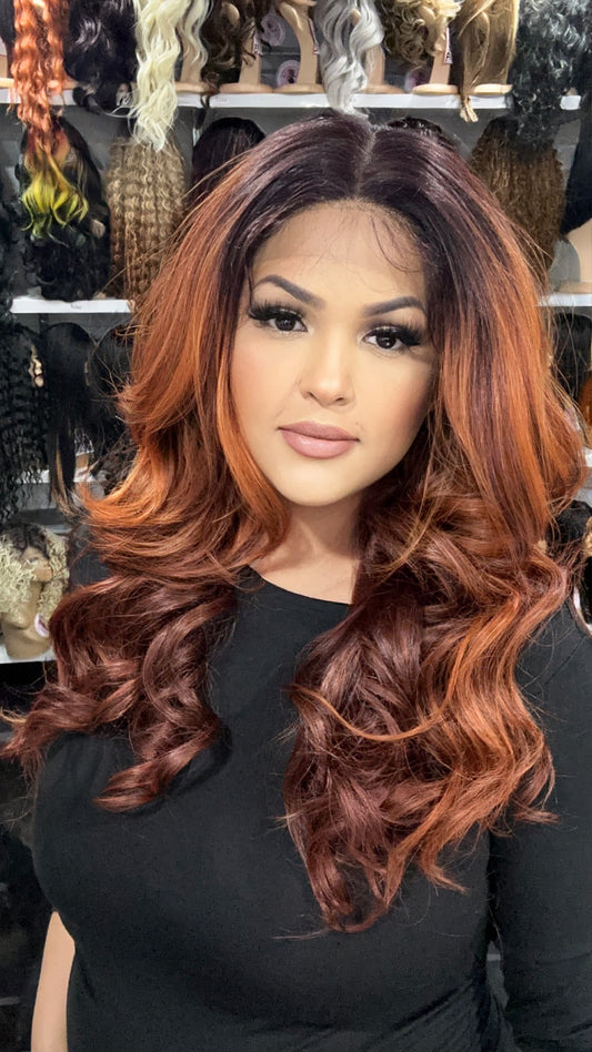 #29 Taylor - 13x7 HD Full Lace Front Free Parting Wig -COPPER 24in
