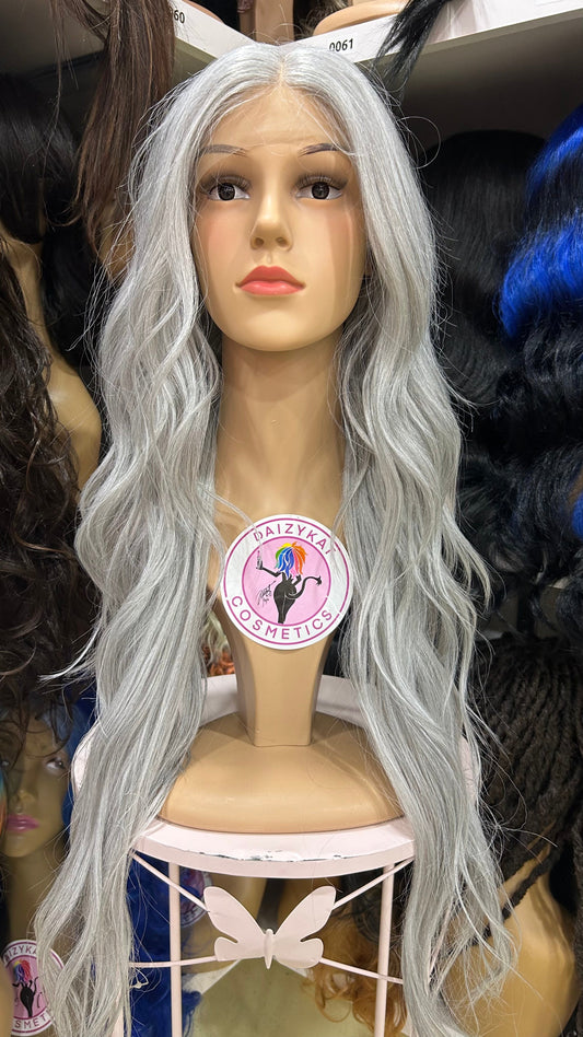 #9 Athena - Deep Middle Part Lace Front Wig - Color Silver