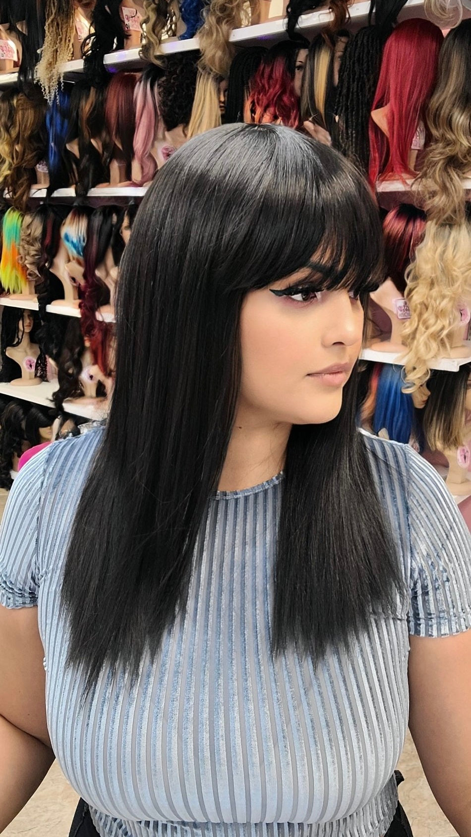 #2 Jay - CLASSY BOLD BANGS WIG - Color D.Brown 20in