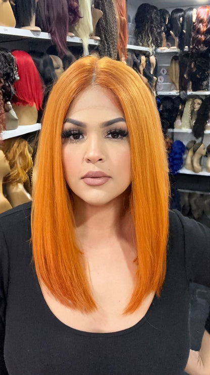#113 Tokyo - Middle Part Lace Front Wig - Color ORANGE 14in