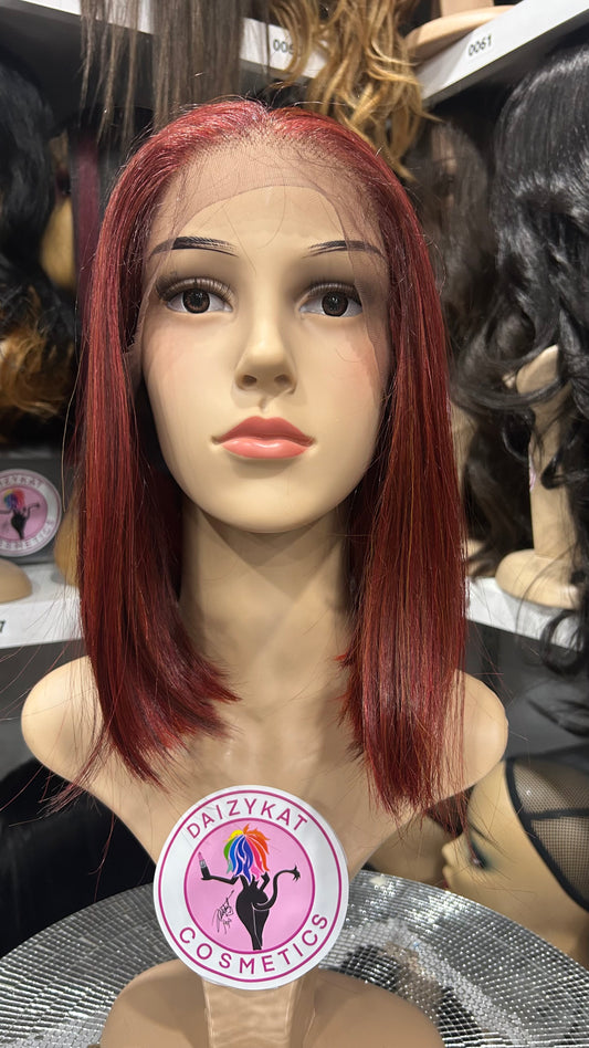 #69 Aly - 13x7 Free Part Lace Front Wig - Color RED 12in