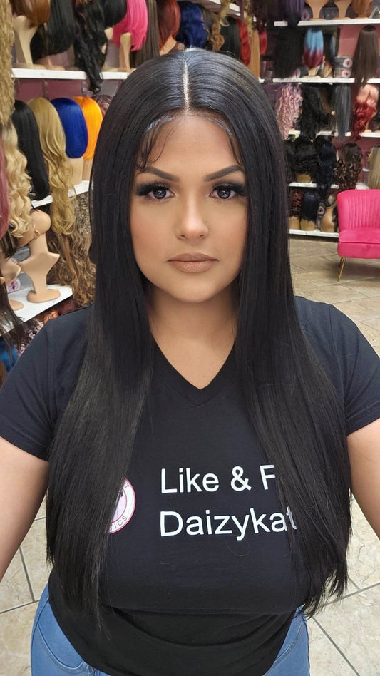 #17 Alexa- Middle Part Lace Front Wig - Color Black 26in