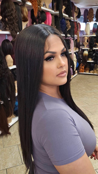 #24 Alexa- Middle Part Lace Front Wig - Color D.Brown 26in