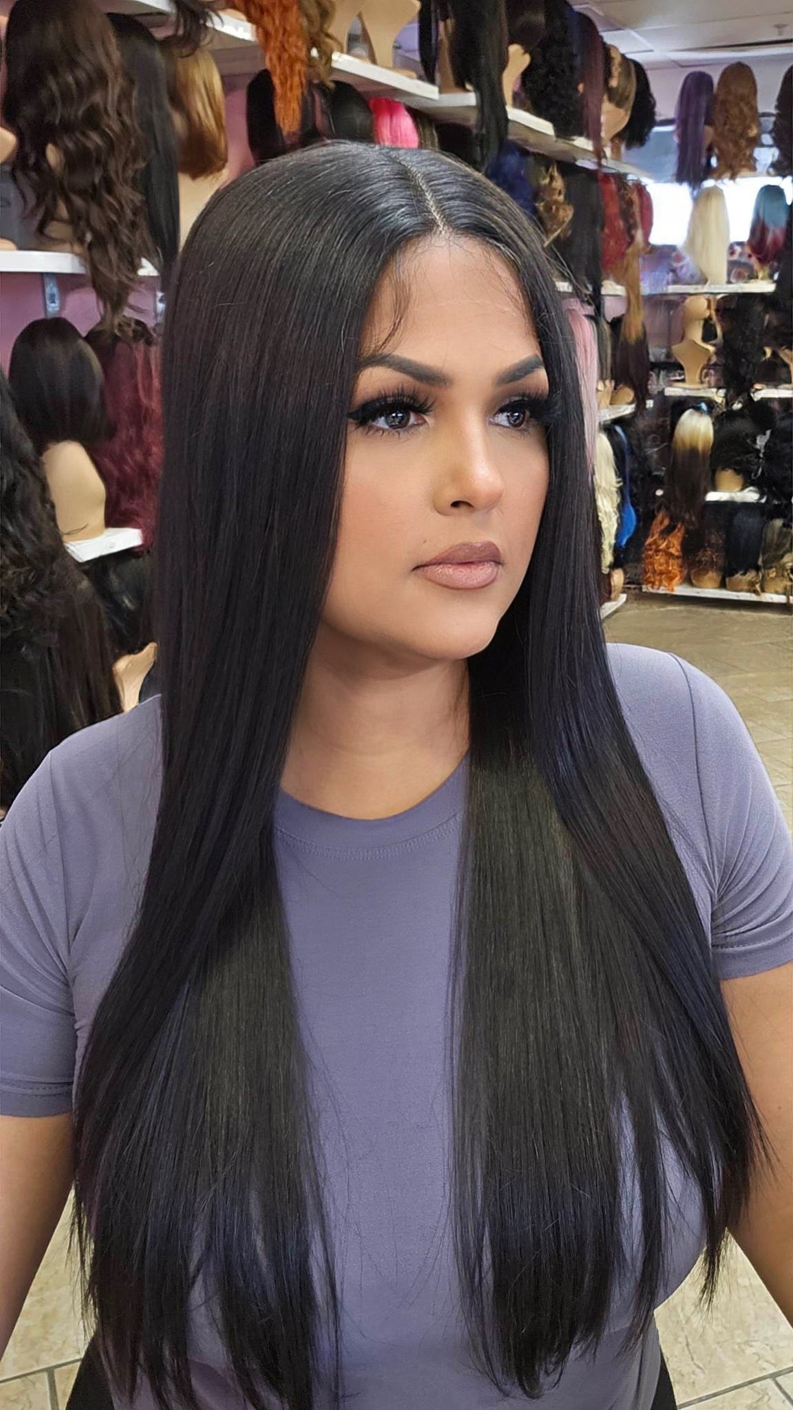 #24 Alexa- Middle Part Lace Front Wig - Color D.Brown 26in